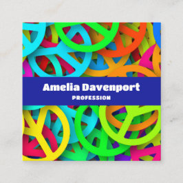 Vredesteken patroon Groovy Sixties Vibe Vierkante Visitekaartje