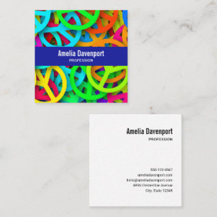 Vredesteken patroon Groovy Sixties Vibe Vierkante Visitekaartje