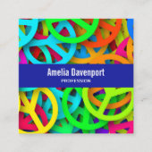 Vredesteken patroon Groovy Sixties Vibe Vierkante Visitekaartje (Voorkant)