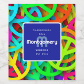 Vredesteken patroon Groovy Sixties Vibe wijn maken Wijn Etiket (Enkel label)