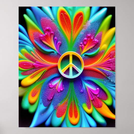 Vredesteken Psychedelic Boho Retro Art Poster (Voorkant)