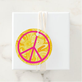 Vredesteken Roze Groovy Geel Schilderkunst Kleurri Bedankjes Labels