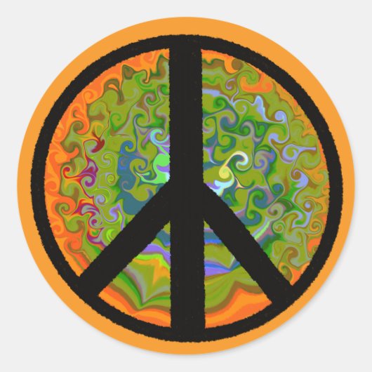 Vredesteken sticker rond groene kunst (Voorkant)