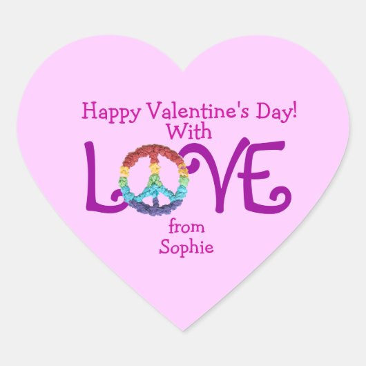 Vredesteken sticker voor Valentijnsdag (Voorkant)