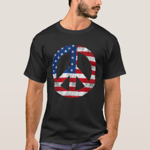  Vredesteken Symbool Amerikaanse Vlag 4 juli T-shirt