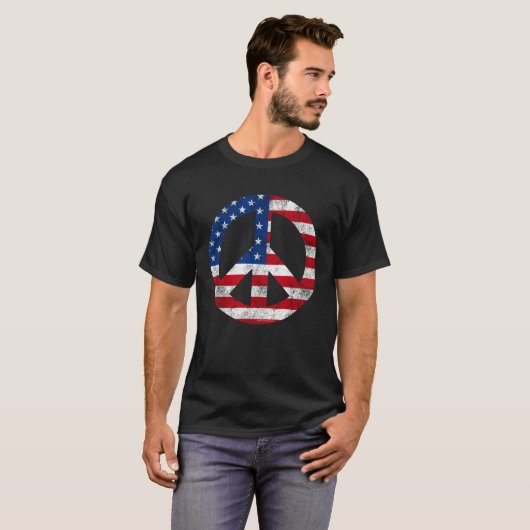  Vredesteken Symbool Amerikaanse Vlag 4 juli T-shirt (Voorkant volledig)