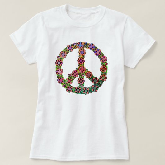 Vredesteken Symbool Bloem Kleurrijke Liefde T-shirt (Design voorkant)