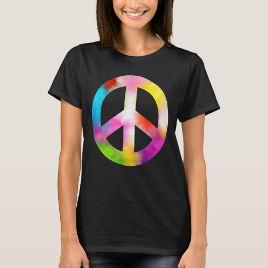 Vredesteken Symbool Tie Dye 60s 70s Hippie C T-shirt (Voorkant)