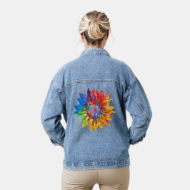 Vredesteken Symbool U.S. Kleurrijke Zonnebloem Blo Denim Jacket
