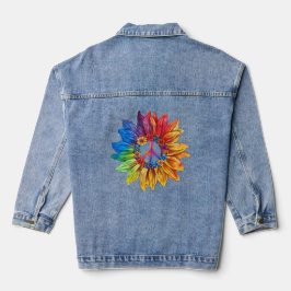 Vredesteken Symbool U.S. Kleurrijke Zonnebloem Blo Denim Jacket