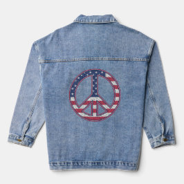 Vredesteken Symbool US Flag Rood Wit & Blauw Hippi Denim Jacket
