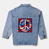 Vredesteken Symbool US Flag Rood Wit & Blauw Hippi Denim Jacket (Achterkant)