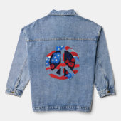 Vredesteken Symbool US Flag Rood Wit & Blauw Hippi Denim Jacket (Achterkant)