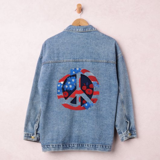 Vredesteken Symbool US Flag Rood Wit & Blauw Hippi Denim Jacket (Hangar)