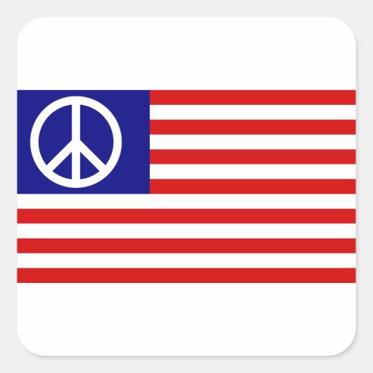 Vredesteken Symbool US Stars & Stripes Amerikaanse Vierkante Sticker (Voorkant)