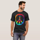 Vredesteken Tie Dye Hippies Kerst Shirten T-shirt (Voorkant volledig)