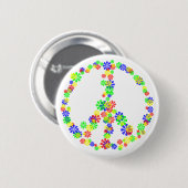 Vredesteken van bloemen ronde button 5,7 cm (Voorkant /achterkant)