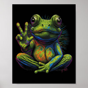 Vredesteken Yoga Kikkers Cool Vrede Kikker Tie Dye Poster