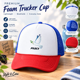 Vredestekst Vliegende Duif Trucker Hoed Ontwerpsti Pet