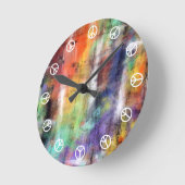 Vredestijd ( wit op kleurrijke graffiti-grunge ) ronde klok (Hoek)