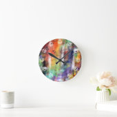 Vredestijd ( wit op kleurrijke graffiti-grunge ) ronde klok (Huis)