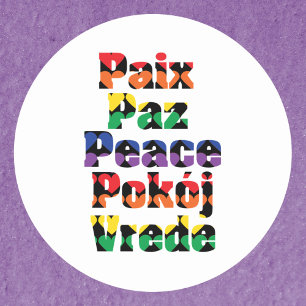 Vredestypografie Rainbow Hearts Ronde Sticker