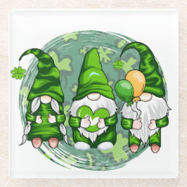 VREDESVERLIES HAPPY ST PATRICKS DAG CUTE GNOMES GLAZEN ONDERZETTER