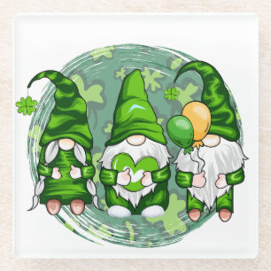 VREDESVERLIES HAPPY ST PATRICKS DAG CUTE GNOMES GLAZEN ONDERZETTER