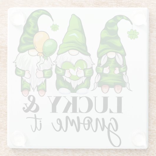 VREDESVERLIES HAPPY ST PATRICKS DAG CUTE GNOMES GLAZEN ONDERZETTER (Achterkant)