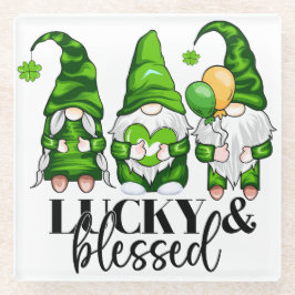 VREDESVERLIES HAPPY ST PATRICKS DAG CUTE GNOMES GLAZEN ONDERZETTER