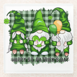 VREDESVERLIES HAPPY ST PATRICKS DAG CUTE GNOMES GLAZEN ONDERZETTER