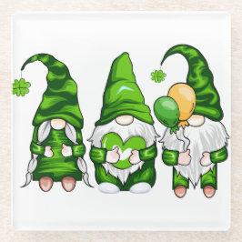 VREDESVERLIES HAPPY ST PATRICKS DAG CUTE GNOMES GLAZEN ONDERZETTER