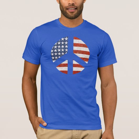 Vredesvlag T-Shirt - Amerikaans vlagvredesbord (Voorkant)