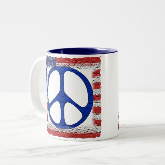 Vredesvlag Tweekleurige Koffiemok (Voorkant links)
