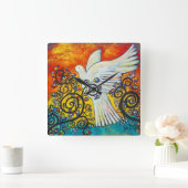 vredesvlucht in de Dove Clock Vierkante Klok (Huis)