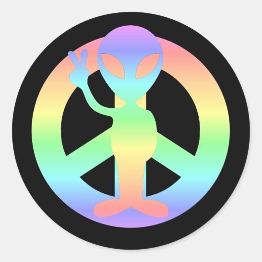 vredesvreemdeling ronde sticker (Voorkant)