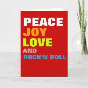 Vredesvreugde liefde en rock roll feestdagen kaart