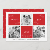 Vredesvreugde Liefde Rode Foto Collage Vakantiekaa Feestdagenkaart (Voorkant / Achterkant)