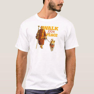 Vredeswandelende monnik met Aloka-hond – Wandel vo T-shirt