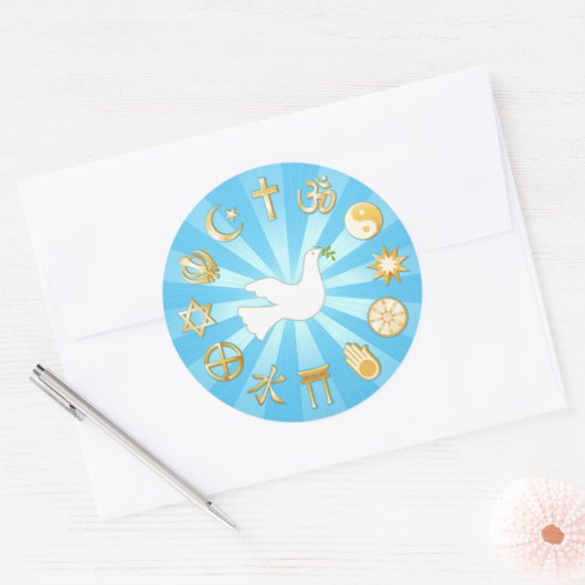 Vredeswereld Ronde Sticker (Envelop)