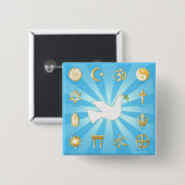 Vredeswereld Vierkante Button 5,1 Cm (Voorkant /achterkant)