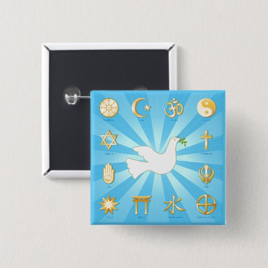 Vredeswereld Vierkante Button 5,1 Cm (Voorkant /achterkant)