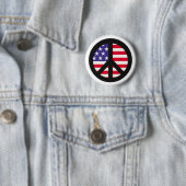 VREDESZIJDE OVER AMERIKAANSE VLAG: Aangepaste knop Ronde Button 5,7 Cm (In situ)