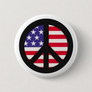 VREDESZIJDE OVER AMERIKAANSE VLAG: Aangepaste knop Ronde Button 5,7 Cm