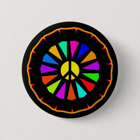 VREDESZIJNDE KLEURENWIEL RONDE BUTTON 5,7 CM (Voorkant)