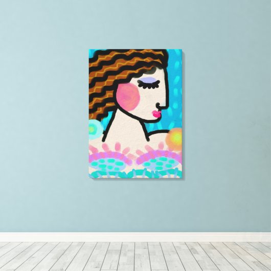 Vredig Abstract digitaal portret van een vrouw Canvas Afdruk (Insitu (Houten vloer))