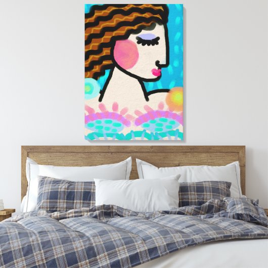 Vredig Abstract digitaal portret van een vrouw Canvas Afdruk (Insitu (Slaapkamer))