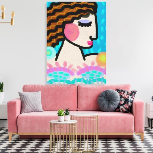 Vredig Abstract digitaal portret van een vrouw Canvas Afdruk (Insitu (Woonkamer))