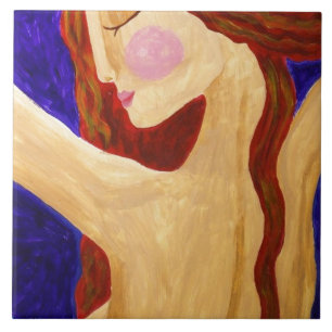 Vredig Abstract portret van een vrouw Tegeltje