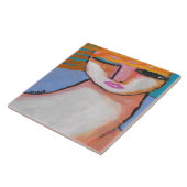 Vredig Abstract portret van een vrouw Tegeltje (Zijkant)